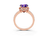 Rose gold Heart Cut Diamond Solitaire Ring with Shared Prong Pavé Band_3