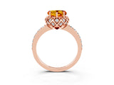 Rose gold Heart Cut Diamond Solitaire Ring with Shared Prong Pavé Band_3