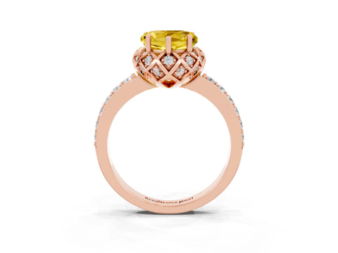 Rose gold Heart Cut Diamond Solitaire Ring with Shared Prong Pavé Band_3