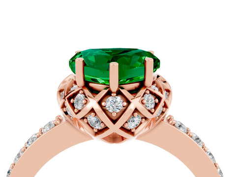 Rose gold Heart Cut Diamond Solitaire Ring with Shared Prong Pavé Band_4