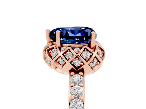 Rose gold Heart Cut Diamond Solitaire Ring with Shared Prong Pavé Band_5