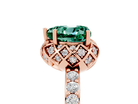 Rose gold Heart Cut Diamond Solitaire Ring with Shared Prong Pavé Band_5