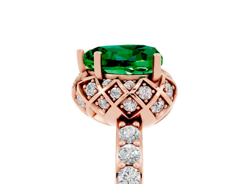 Rose gold Heart Cut Diamond Solitaire Ring with Shared Prong Pavé Band_5