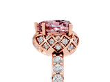 Rose gold Heart Cut Diamond Solitaire Ring with Shared Prong Pavé Band_5