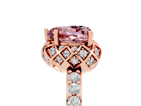 Rose gold Heart Cut Diamond Solitaire Ring with Shared Prong Pavé Band_5