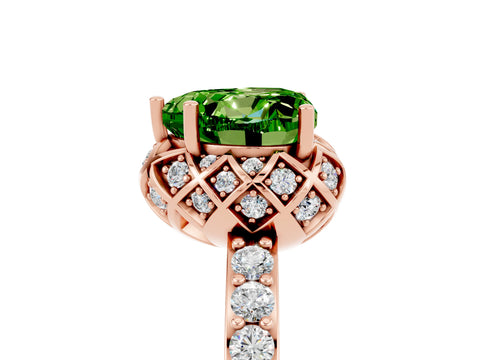 Rose gold Heart Cut Diamond Solitaire Ring with Shared Prong Pavé Band_5