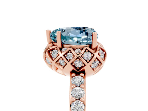 Rose gold Heart Cut Diamond Solitaire Ring with Shared Prong Pavé Band_5