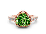 Rose gold Heart Cut Diamond Solitaire Ring with Shared Prong Pavé Band