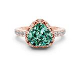 Rose gold Heart Cut Diamond Solitaire Ring with Shared Prong Pavé Band