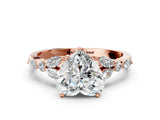 Rose gold Heart Cut Diamond Solitaire Ring with Side Stones and Four-Prong Setting_62