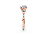 Rose gold Heart Cut Diamond Solitaire Ring with Side Stones and Four-Prong Setting_64