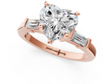 Rose gold Heart Cut Diamond Solitaire Ring with Tapered Baguette Accents and Four-Prong Setting_56