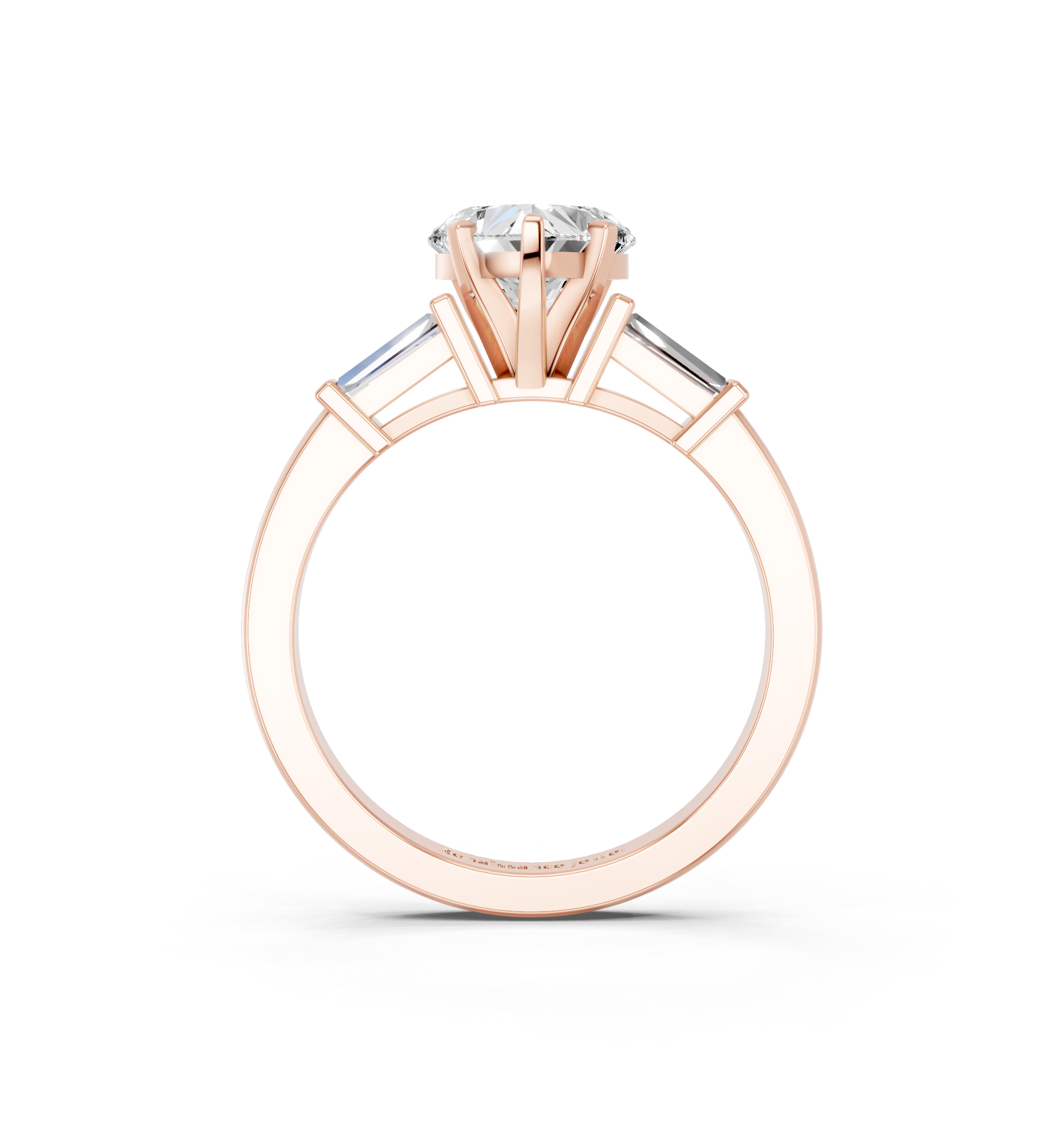 Rose gold Heart Cut Diamond Solitaire Ring with Tapered Baguette Accents and Four-Prong Setting_6