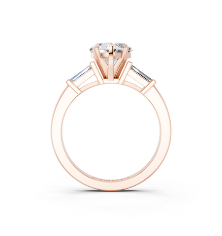 Rose gold Heart Cut Diamond Solitaire Ring with Tapered Baguette Accents and Four-Prong Setting_6