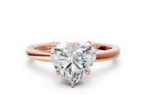 Rose gold Heart Cut Diamond Solitaire Ring with Thin Band and Prong Setting_12