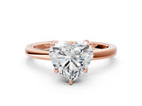 Rose gold Heart Cut Diamond Solitaire Ring with Thin Band and Prong Setting_24