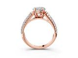 Rose gold Heart Cut Diamond Solitaire Ring with Three-Row Pavé Band and Four-Prong Setting_40