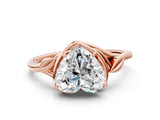 Rose gold Heart Cut Diamond Solitaire Ring with Twist Band and Four-Prong Setting_74