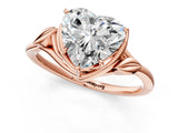 Rose gold Heart Cut Diamond Solitaire Ring with Twist Band and Four-Prong Setting_75