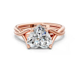 Rose gold Heart Cut Diamond Solitaire Twist Band Prong Setting Ring_79