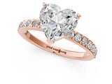 Rose gold Heart Cut Diamond Solitaire with Pave Band and Four-Prong Setting 1