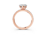 Rose gold Heart Cut Diamond Solitaire with Pave Band and Four-Prong Setting 3
