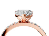Rose gold Heart Cut Diamond Solitaire with Pave Band and Four-Prong Setting 4