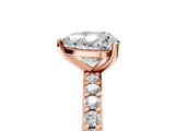 Rose gold Heart Cut Diamond Solitaire with Pave Band and Four-Prong Setting 5