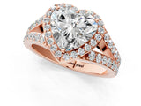 Rose gold Heart Cut Diamond Split Shank Halo Ring with Four-Prong Setting_58