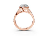Rose gold Heart Cut Diamond Split Shank Halo Ring with Four-Prong Setting_60
