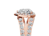 Rose gold Heart Cut Diamond Split Shank Halo Ring with Four-Prong Setting_62