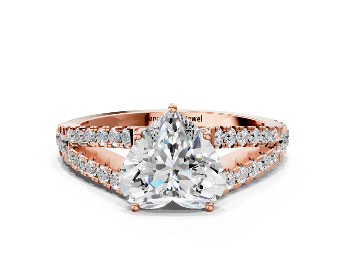 Rose gold Heart Cut Diamond Split Shank Pavé Engagement Ring with Four-Prong Setting_79