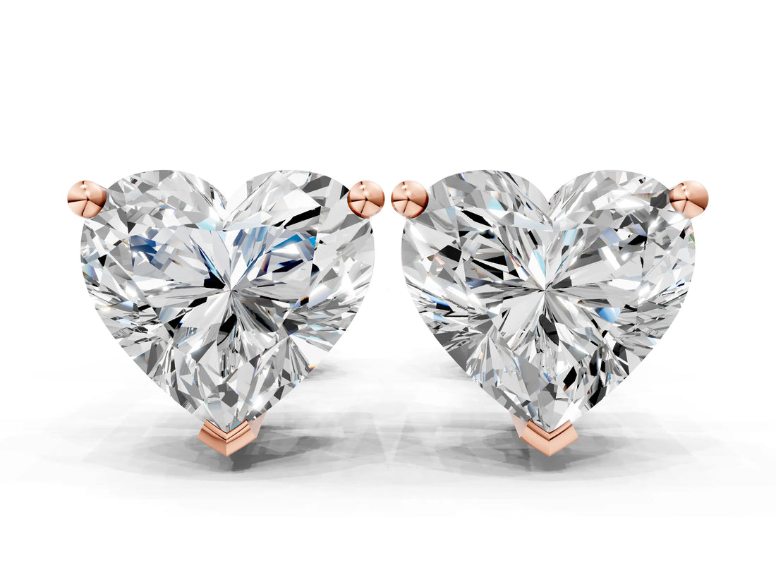 Rose gold Heart Cut Diamond Stud Earrings_384