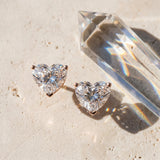 Rose gold Heart Cut Diamond Stud Earrings_399