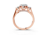 Rose gold Heart Cut Diamond Three-Stone Engagement Ring with Prong Setting and Pavé Band_6