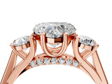 Rose gold Heart Cut Diamond Three-Stone Engagement Ring with Prong Setting and Pavé Band_7