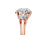 Rose gold Heart Cut Diamond Three-Stone Engagement Ring with Prong Setting and Pavé Band_8