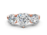 Rose gold Heart Cut Diamond Three-Stone Ring with Prong Setting and Classic Band_163