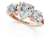 Rose gold Heart Cut Diamond Three-Stone Ring with Prong Setting and Classic Band_164