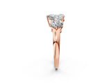 Rose gold Heart Cut Diamond Three-Stone Ring with Prong Setting and Classic Band_165