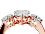 Rose gold Heart Cut Diamond Three-Stone Ring with Prong Setting and Classic Band_167