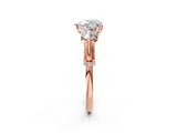 Rose gold Heart Cut Diamond Three-Stone Ring with Prong Setting and Pavé Band_5