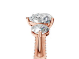 Rose gold Heart Cut Diamond Three-Stone Ring with Prong Setting and Pavé Band_8