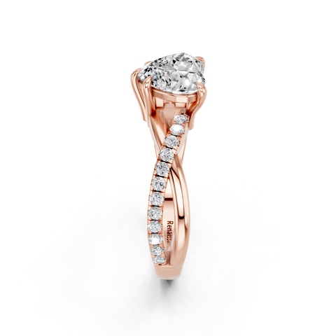 Rose gold Heart Cut Diamond Twist Band Solitaire with Prong Setting_17