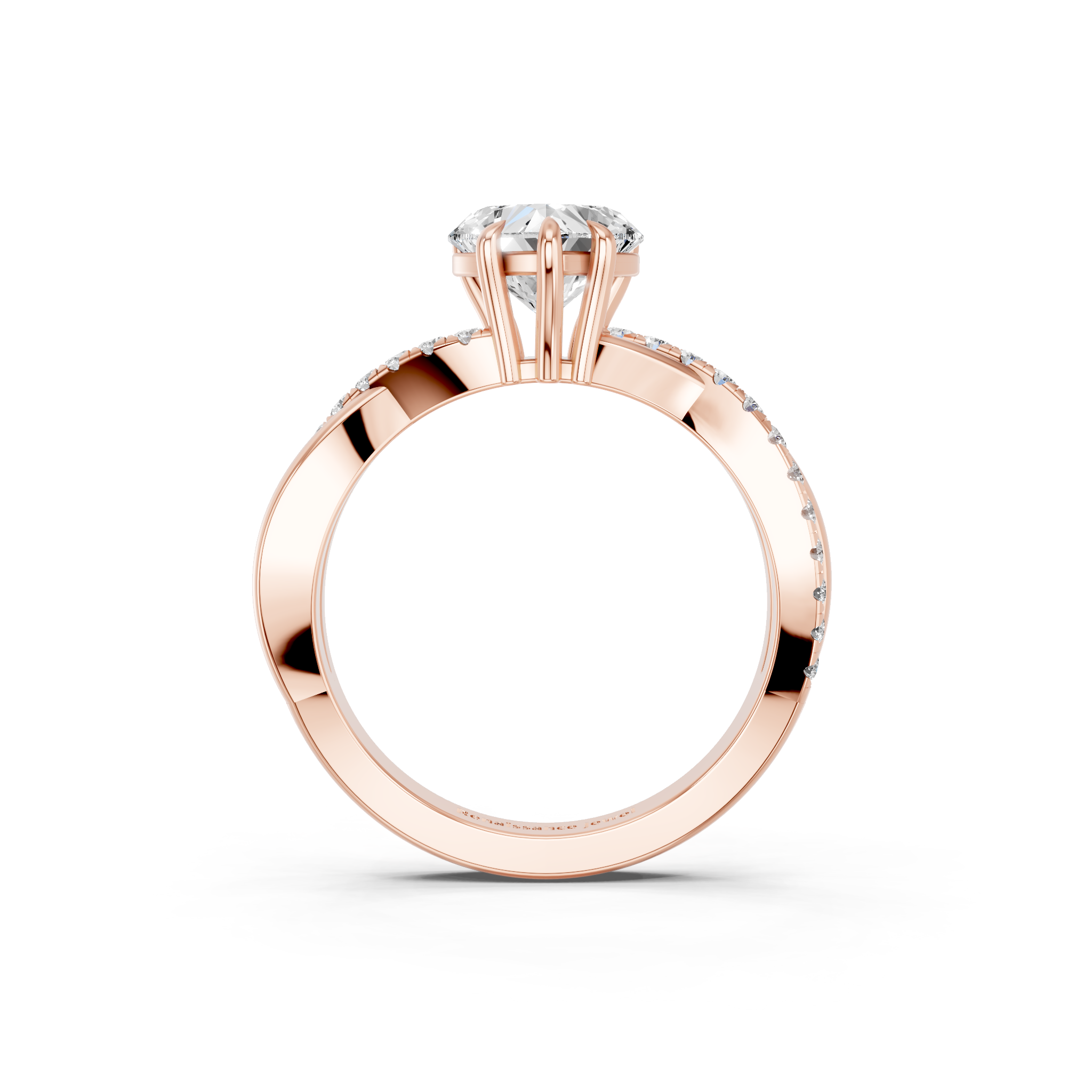 Rose gold Heart Cut Diamond Twist Band Solitaire with Prong Setting_18