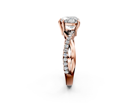 Rose gold Heart Cut Diamond Twist Band Solitaire with Prong Setting_74