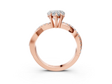Rose gold Heart Cut Diamond Twist Band Solitaire with Prong Setting_75
