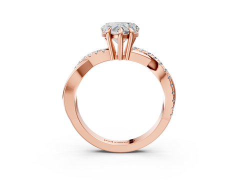 Rose gold Heart Cut Diamond Twist Band Solitaire with Prong Setting_75