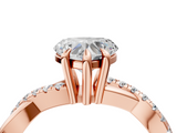 Rose gold Heart Cut Diamond Twist Band Solitaire with Prong Setting_76