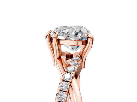 Rose gold Heart Cut Diamond Twist Band Solitaire with Prong Setting_77